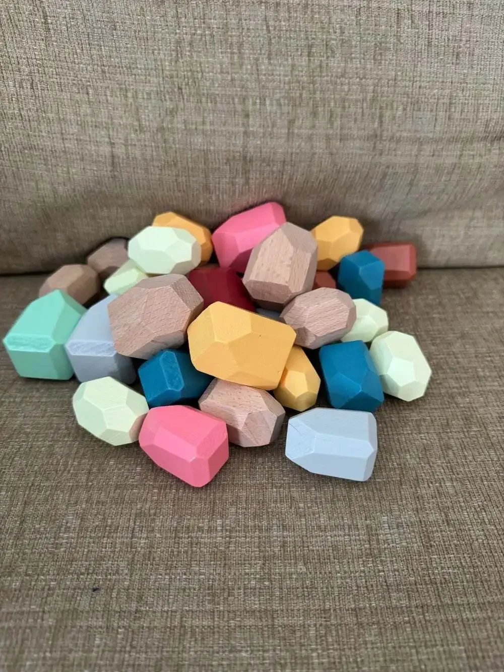 Wooden Montessori Stacking Balance Stones, Multi-Colored Building Blocks Set